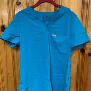 FIGS - BRIGHT TEAL COLOR - Womens one pocket scrub top